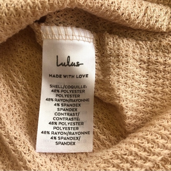 Lulu’s Personal Record Tan Knit Balloon Sleeve Sweater Top Size M - Picture 12 of 15